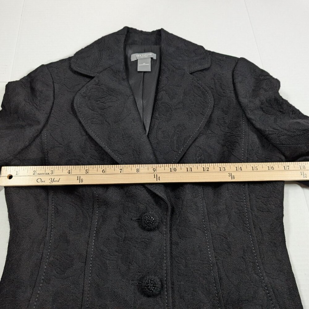 Ann Taylor Brocade Jacket Womens 6P black Wool Blend - Picture 3 of 10